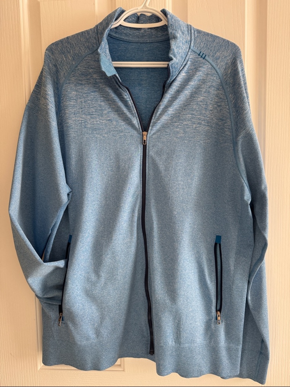 Light Blue Full-Zip Knit Jacket